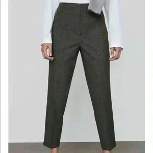 Zara High-Waist Straight-Leg Women's Pants in Dark Gray